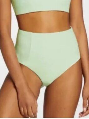 Calia Women's Swim Bikini High Rise Rib Tummy Control Bottom Pistachio Green New